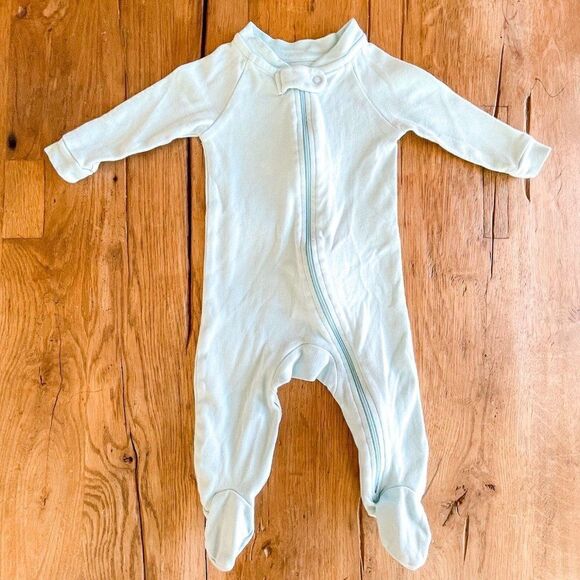 Pact Organic Cotton Light Blue Zippered Footie Size 0-3M - Picture 1 of 3